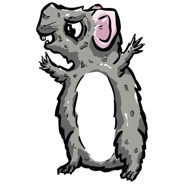 Cute Angry Grey Guinea Pig Hamster Mascot Logo Character Cartoon — ストックベクタ