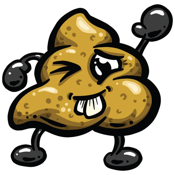 Happy Cartoon Poo Poop Mascot Logo Character — 스톡 벡터