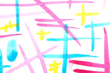 Suluboya resminin arka planı soyut bir şekilde etrafa saçılmıştı.