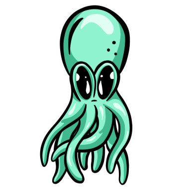 Ahtapot Kalamar Çizgi Filmi Maskot Logosu Karakteri