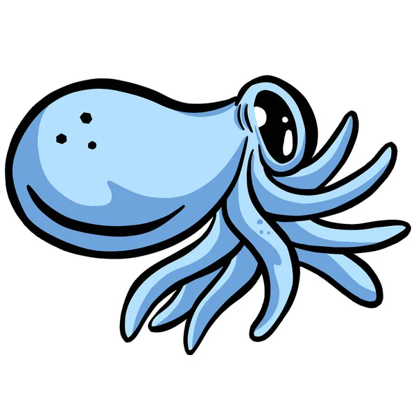 Krake Squid Cartoon Maskottchen Logo Zeichen Vektor — Stockvektor