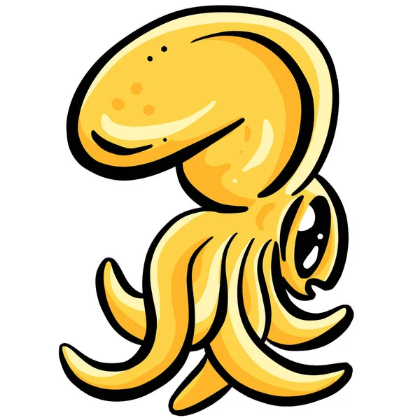 Krake Squid Cartoon Maskottchen Logo Zeichen Vektor — Stockvektor