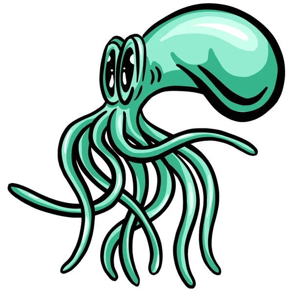 Octopus Squid Cartoon Mascot Logo Character Vector — Stock Vector