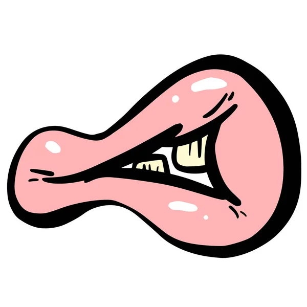 Cartoon Weird Scary Mund Und Lippen Vector — Stockvektor