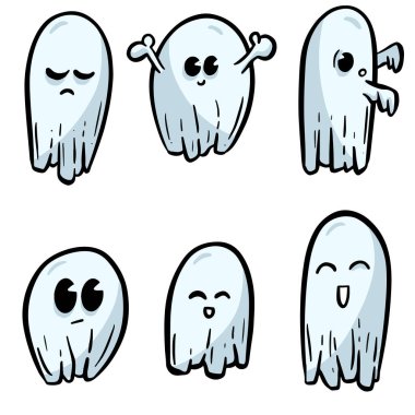 Cadılar Bayramı için Şirin Çizgi Film Hayalet Karakteri Simgeleri