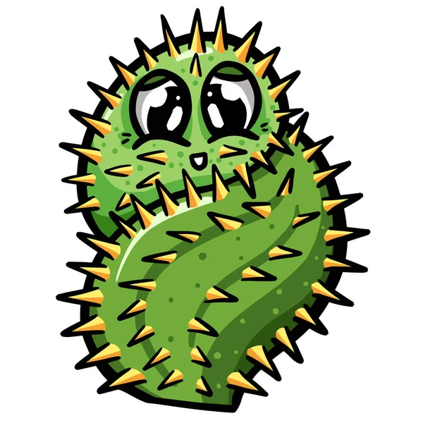 Cartoon Cactus Personaggio Succulento Con Volto Nell Illustrazione Vettoriale — Vettoriale Stock