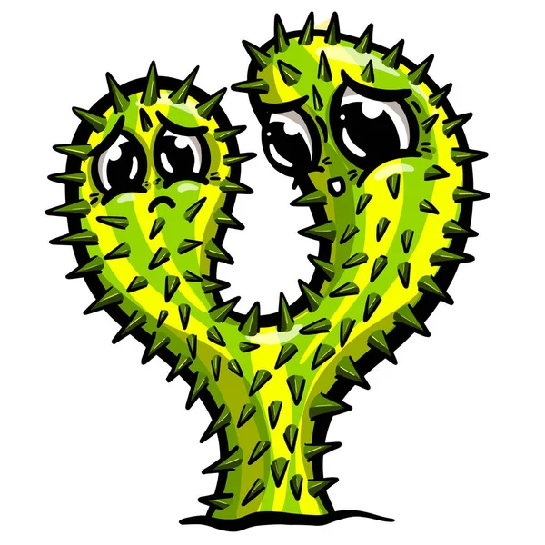 Cactus Bande Dessinée Personnage Succulent Avec Visage Dans Illustration Vectorielle — Image vectorielle