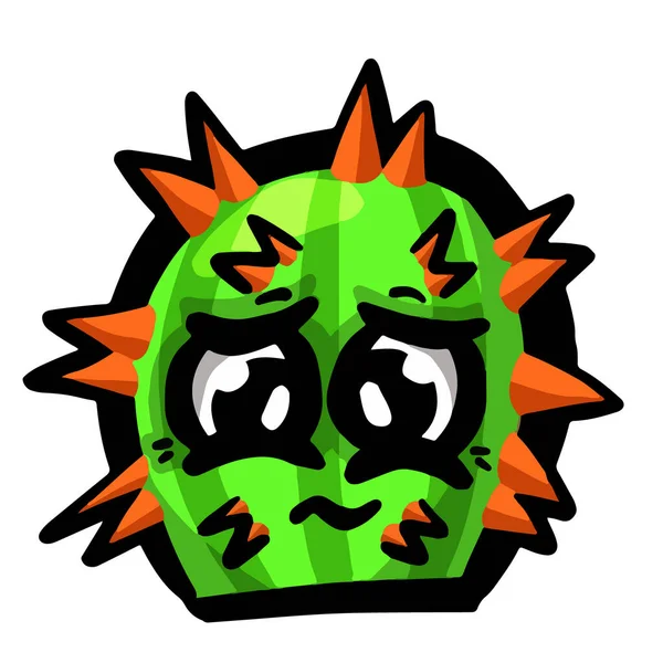 Karikatura Kaktus Nebo Šťavnatý Znak Obličejem Vektorové Ilustraci — Stockový vektor