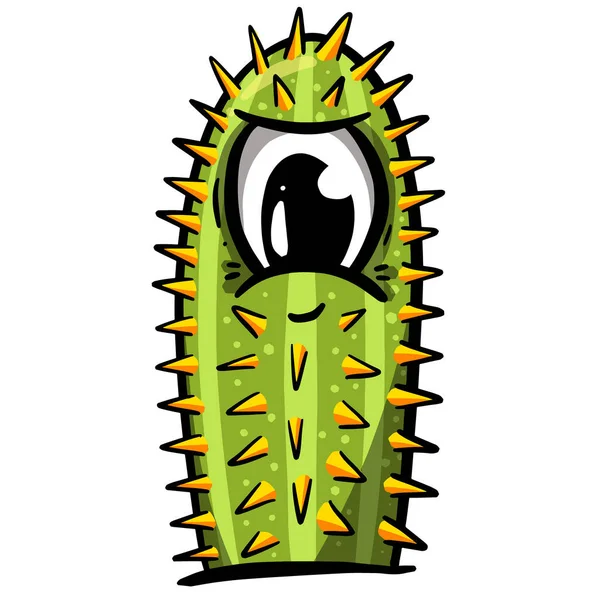 Cartoon Cactus Personaggio Succulento Con Volto Nell Illustrazione Vettoriale — Vettoriale Stock