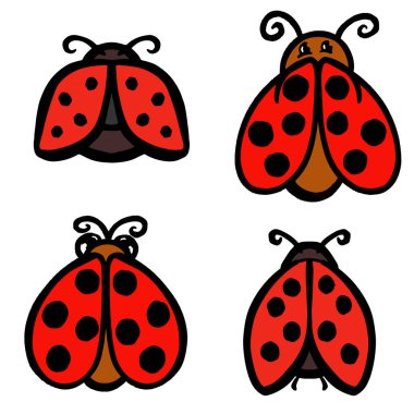 Illustration Vectors olarak Yazıcı Uğur Kuşu veya Bayan Böcek Logosu Tasarım Koleksiyonu