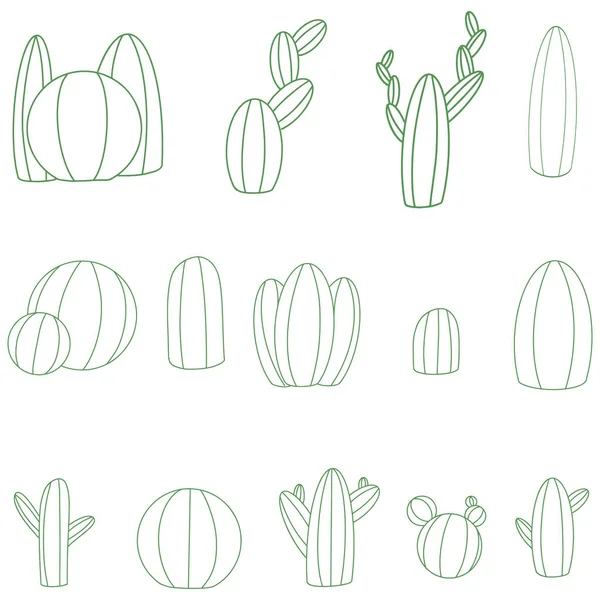 Line Art Style Cactus Cacti Illustration Collection Logos Vector — 스톡 벡터