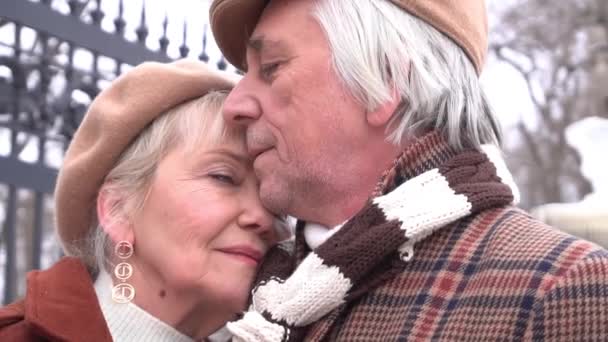 Portrait Retired Senior Couple Enjoying Winter Together — Video