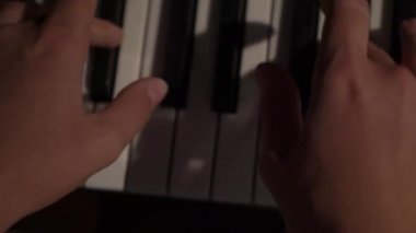 Piano player hands. Pianist playing grand piano Close up musical instrument