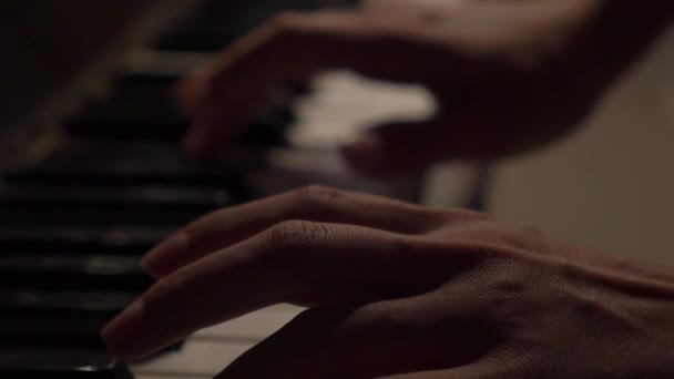 Slow Motion Playing Piano Close Shot — Stok video