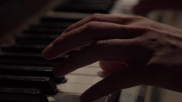Slow Motion Pianist Hands Piano Keys Close — Αρχείο Βίντεο