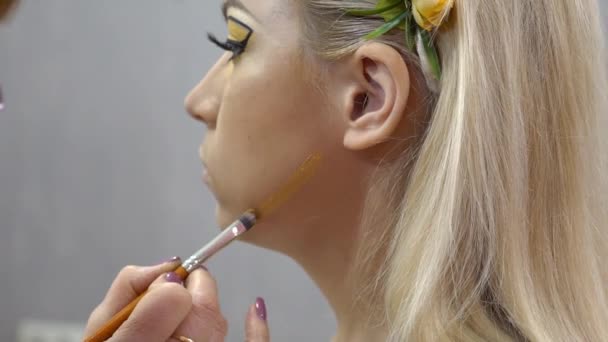 Makeup Artist Making Professional Makeup — стоковое видео