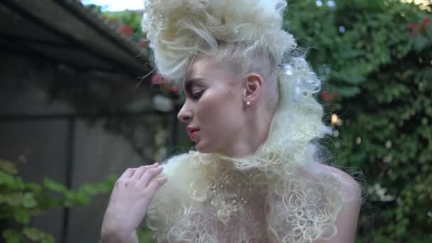 Tender Fashion Portrait Beautiful Gentle Young Blond Woman — Stock videók