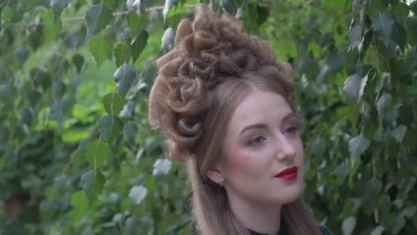 Creative Portrait Female Model Creative Make Hairstyle — Vídeo de Stock