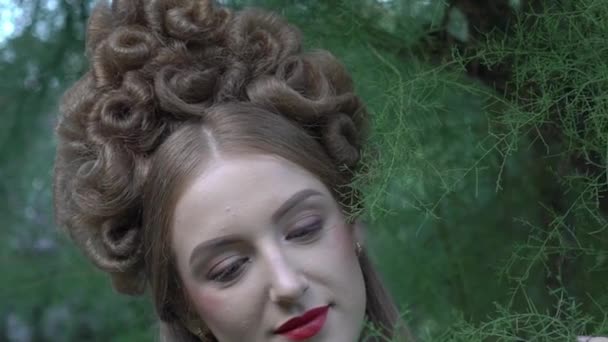 Slow Motion Fantasy Fairytale Girl Garden — Vídeos de Stock