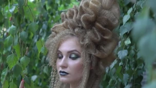 Creative Portrait Female Model Creative Make Hairstyle — Vídeo de Stock