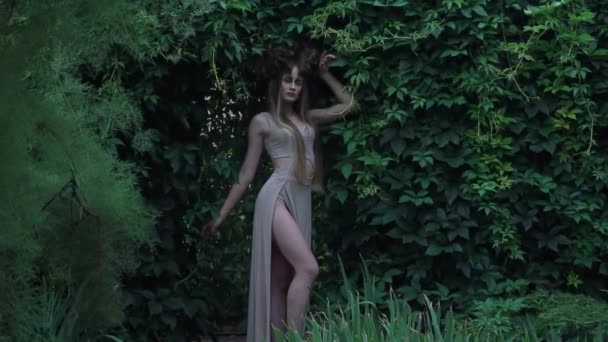 Very Beautiful Girl Forest Mavka Character Mythology — стокове відео