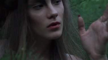 Slow Motion girl elf in the field 