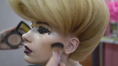 4k make-up artist doing make-up girl in the salon, beauty concept and self-care