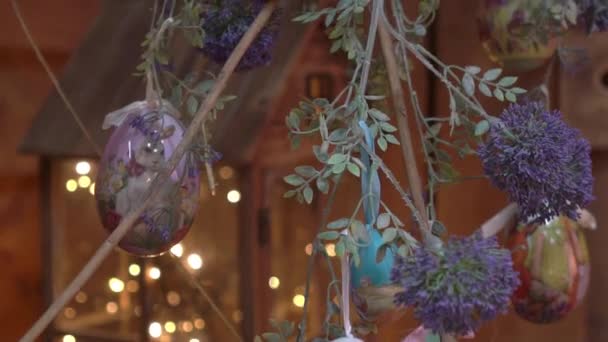 Велика Квіткова Композиція Букет Сухоцвітів Фоні Дерева — стокове відео