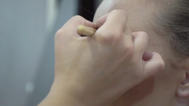 Slow Motion Makeup Artist Working Brush Face Model — ストック動画