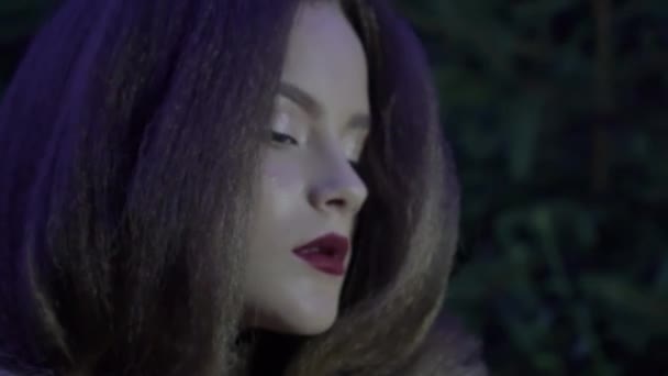 Attractive Young Female Dark Bob Hairstyle Relaxing Her Garden — Stock videók