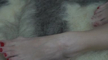 Güzel seksi kadın sarışın bir battaniyeye giyinmiş. Modeli moda.