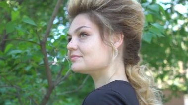 Slow Motion Beauty romantic girl outdoor. 