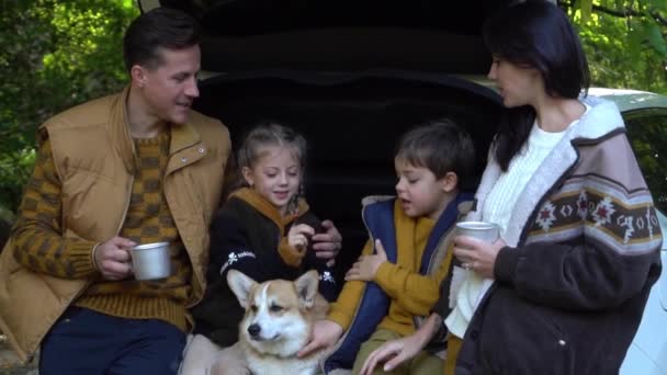 Slow Motion Happy Family Travel Car Together — Vídeo de stock