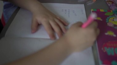4k  Cute Female Child Doing Homework