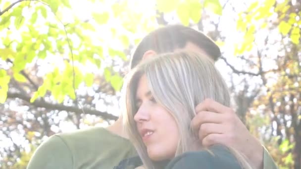 Nice Man Hugs His Beloved Woman — Stok video