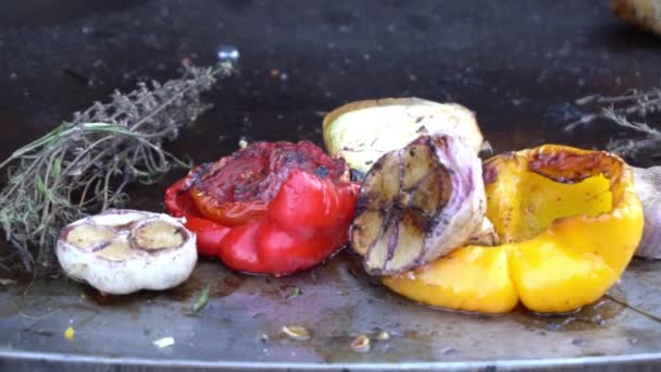 Slow Motion Grilled Vegetables — Wideo stockowe