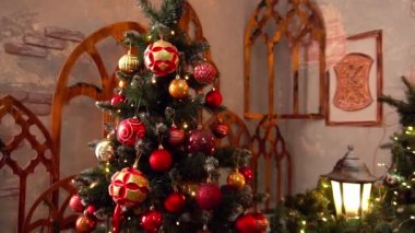 Slow Motion Christmas tree and Christmas decorations