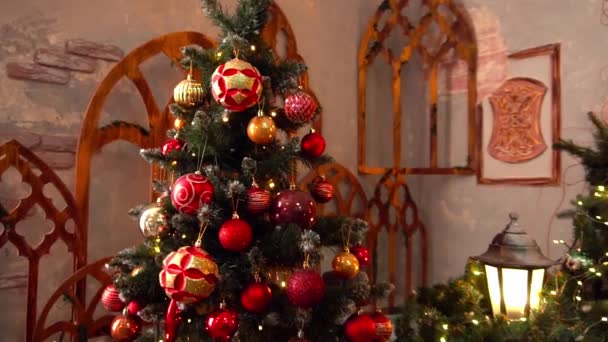 Slow Motion Christmas Tree Christmas Decorations — 图库视频影像