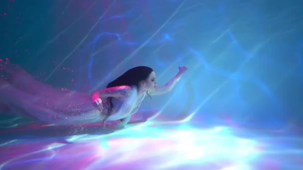 Slow Motion Underwater Photo Woman Dress — 图库视频影像