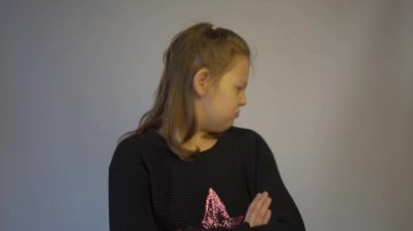 4k Portrait of teen girl posing feeling dissatisfied, angry