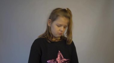 4k Portrait of embarrassed pretty teenage girl, feeling guilt and saying sorry