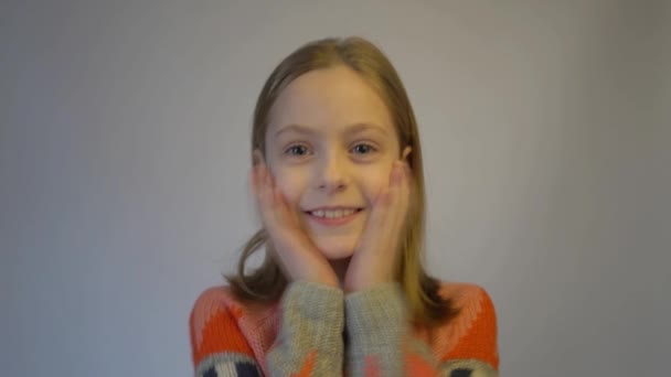 Portrait Happy Laughing Child Girl — Vídeos de Stock