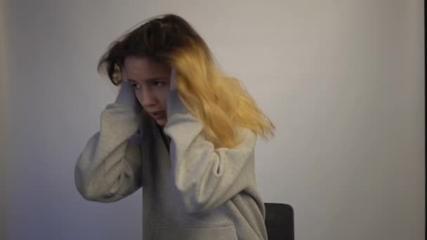 Teenage Girl Tired Desperate Stressed Depressed — Αρχείο Βίντεο