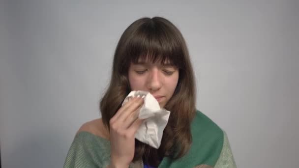 Closeup Sad Woman Crying Close Crying Girl Face Studio — Stok Video