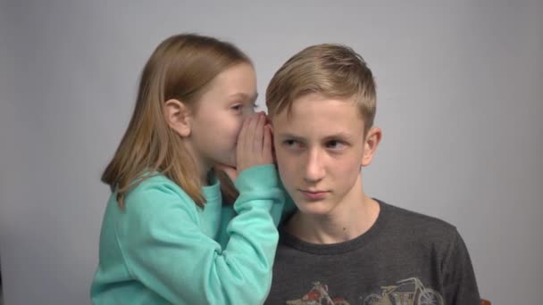 Beautiful Girl Whispering Something Teen Boy — Wideo stockowe