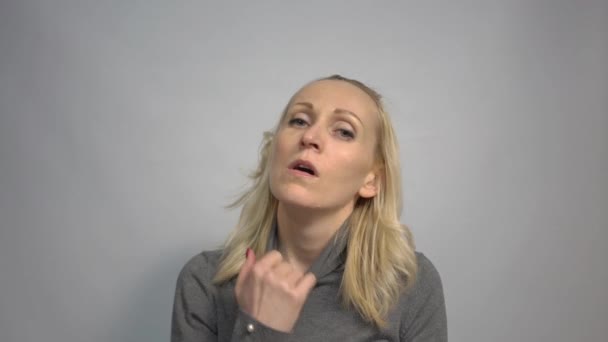 Mature Woman Cooling Herself Feeling Bad — Vídeo de stock