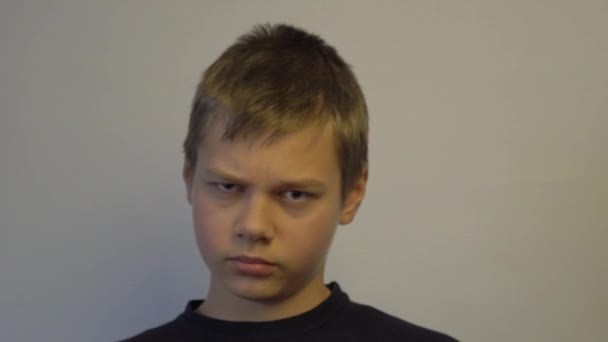 Shocked Worried Little Boy Angry Boy Looking Camera — Video
