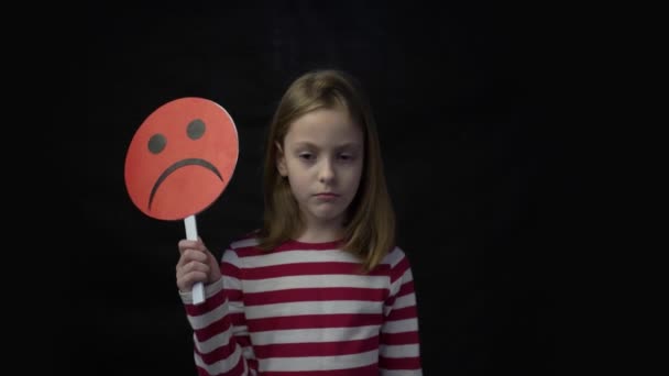 Little Girl Sad Face Turn Smile Face — Stock video