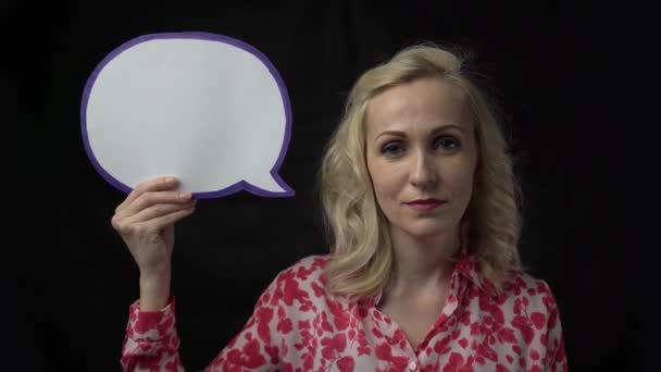 Smiling Businesswoman Blank Text Bubble — Video