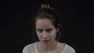 Slow Motion The young woman is angry isolated